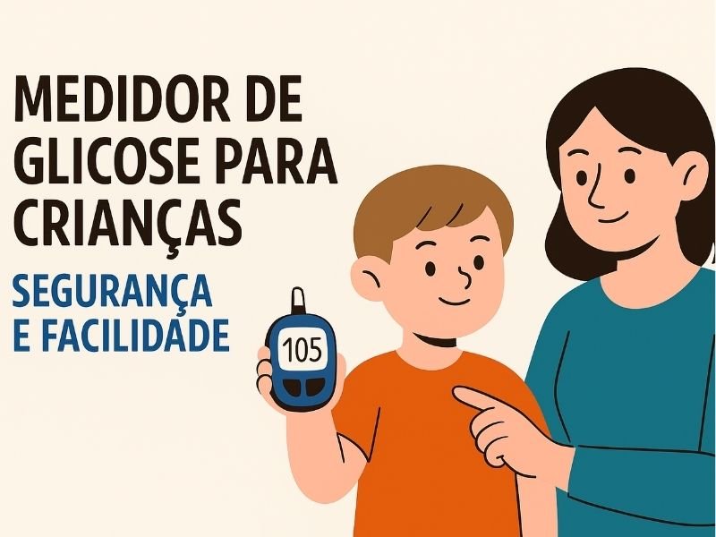 Medidor de Glicose para Crianças: Segurança e Facilidade 1 Uma mãe e seu filho compartilham um momento de aprendizado sobre saúde. O menino segura um medidor de glicose para criança, enquanto sua mãe aponta o dedo para o dispositivo, ajudando-o a compreender seu uso. A imagem transmite segurança e facilidade no monitoramento da glicose infantil.